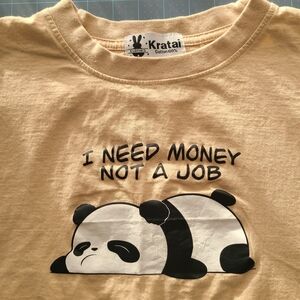 Beige Panda Graphic Tee Funny T Shirt Kratai